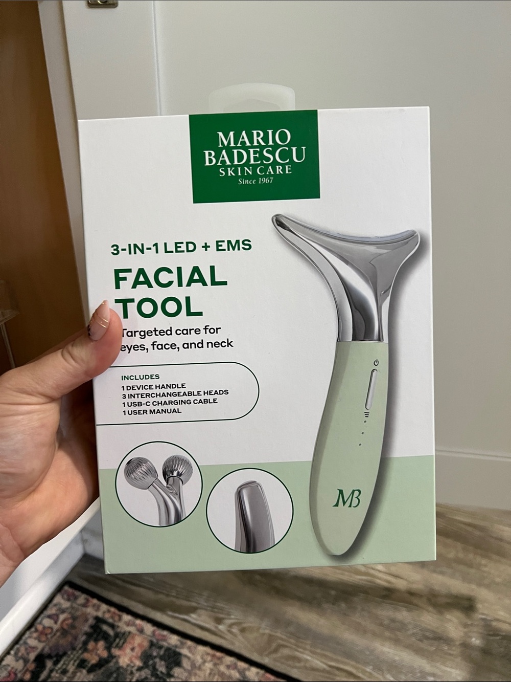 Mario Badescu Sage Green 3-in-1 LED + EMS Facial Tool